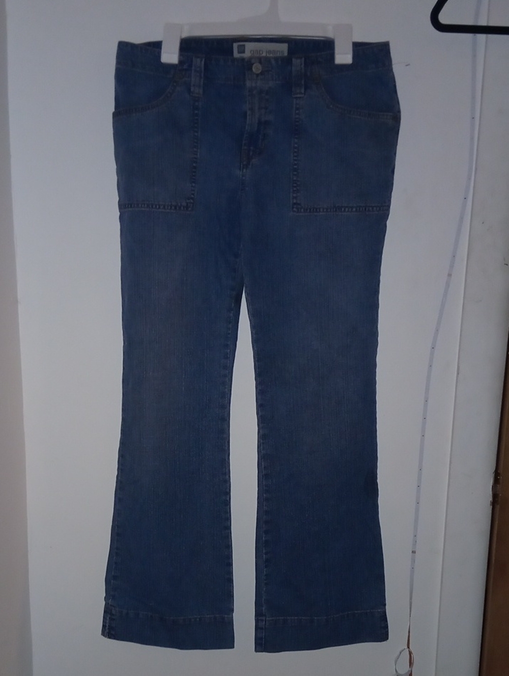 GAP Vintage Blue Wide-Leg Women's Jeans with Flare Leg Front Patch Pockets 12